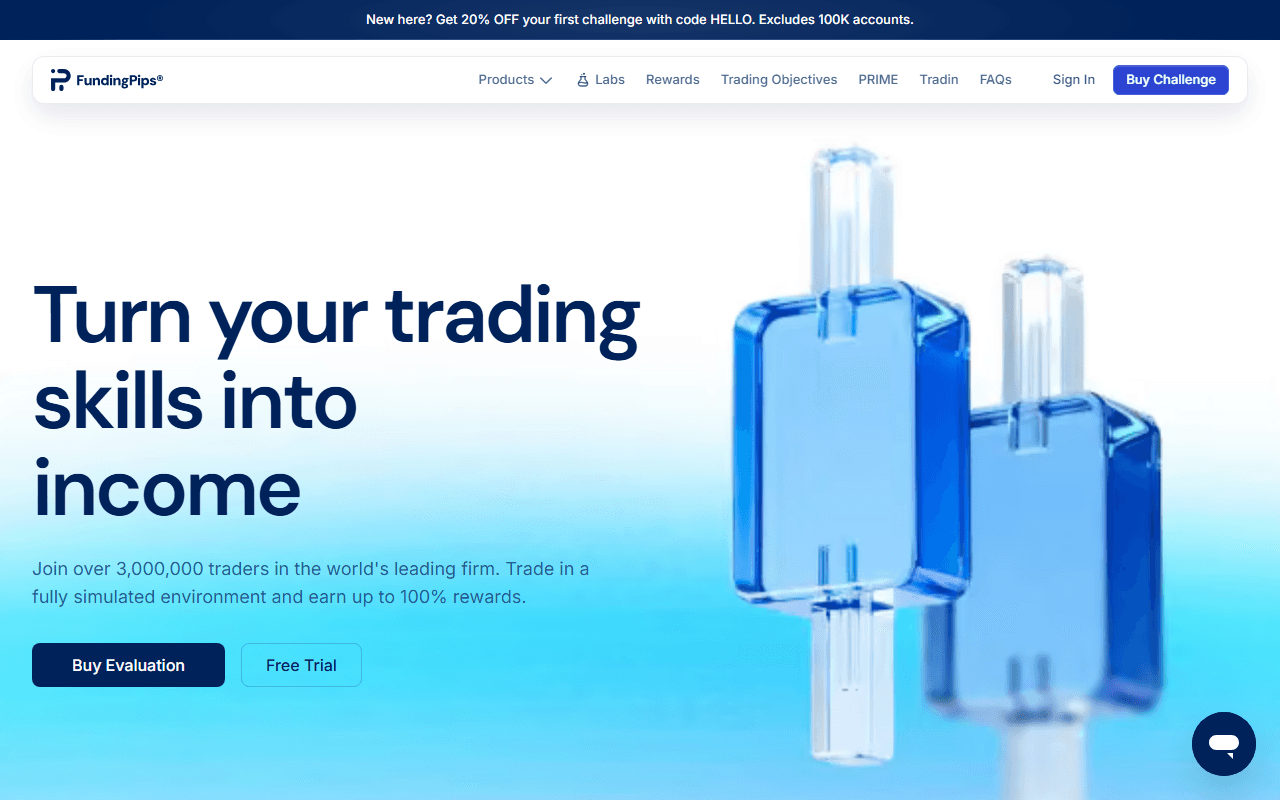 Official website snapshot of FundingPips